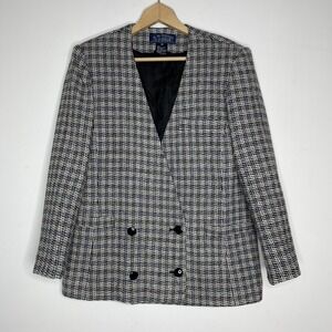 Vintage E.H. Woods Womens Size 10 Blazer Jacket Wool Blend Shabby Chic